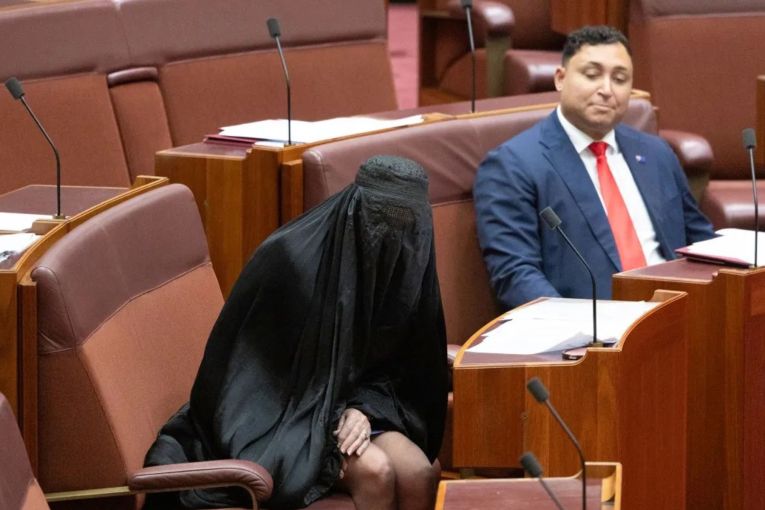Thumbnail for Hanson condemned for repeat of burqa stunt