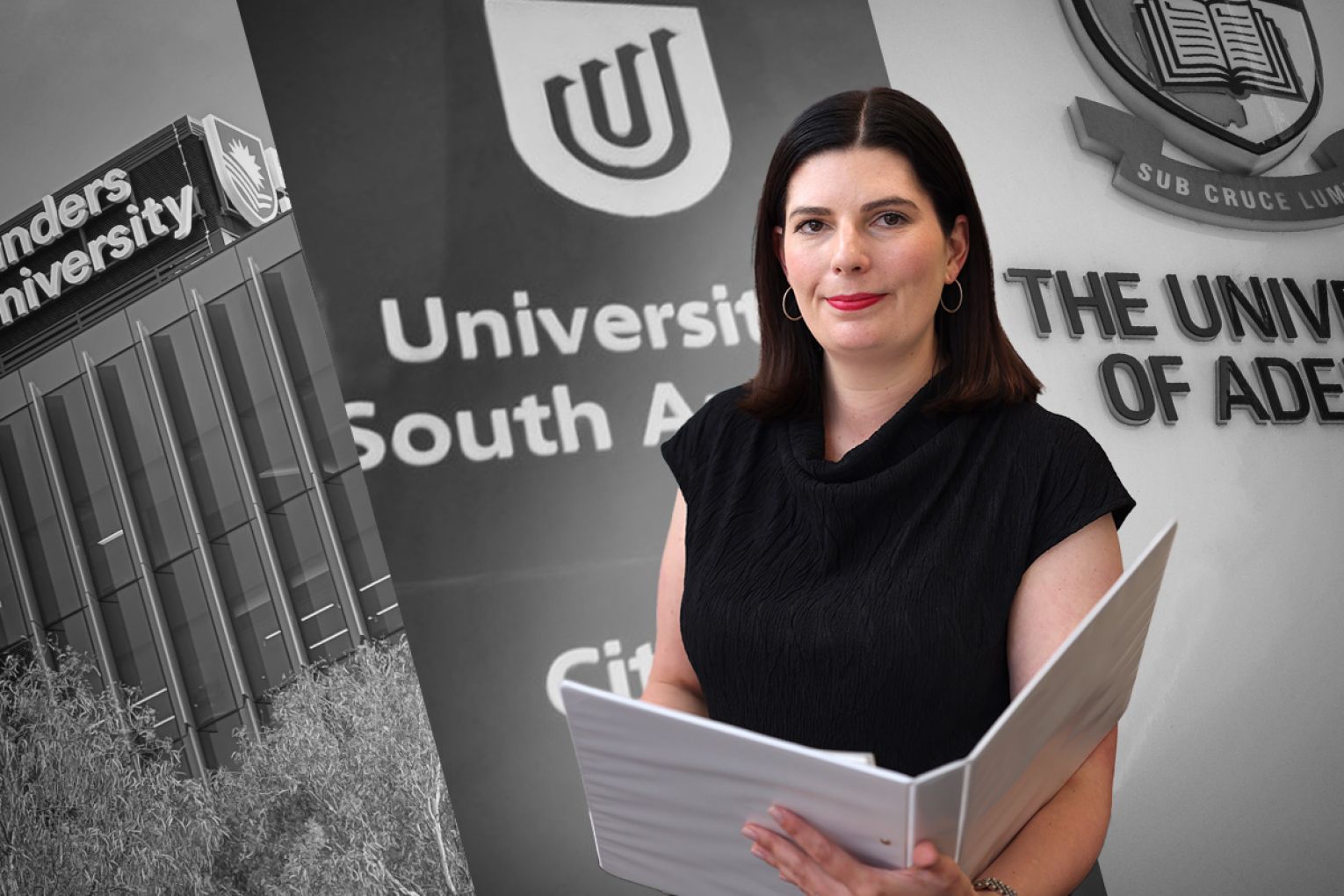 South Australian Senator Marielle Smith chaired the inquiry into Australian universities. Photo: Daniel Parish/Dreamstime, Thomas Kelsall/InDaily, Julien Viry/Dreamstime. Graphic: James Taylor