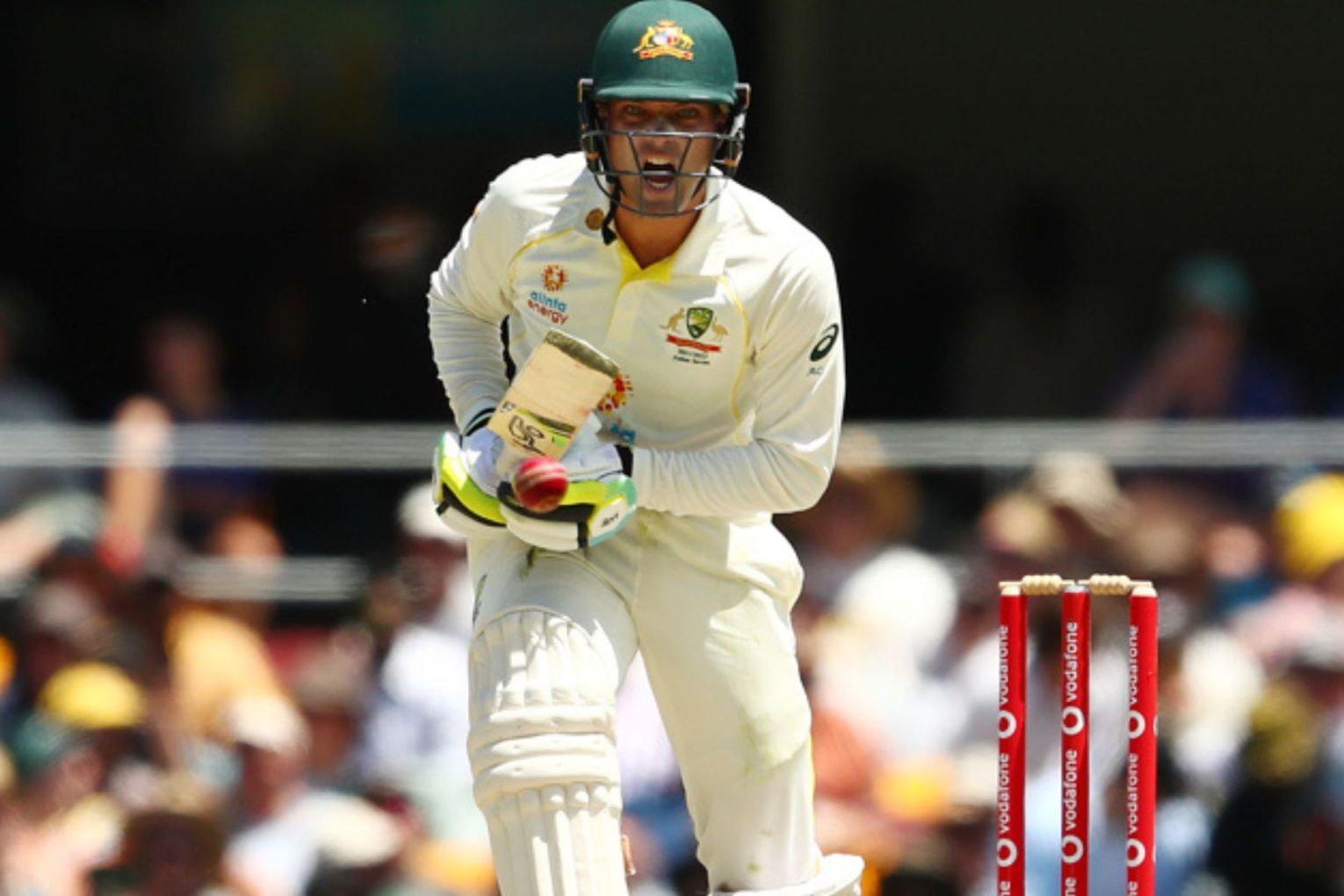 There have been several Snicko flashpoints, including Australia's Alex Carey surviving a caught-behind appeal on day one when replays showed a spike on Snicko before the ball even reached his bat. Picture: Getty