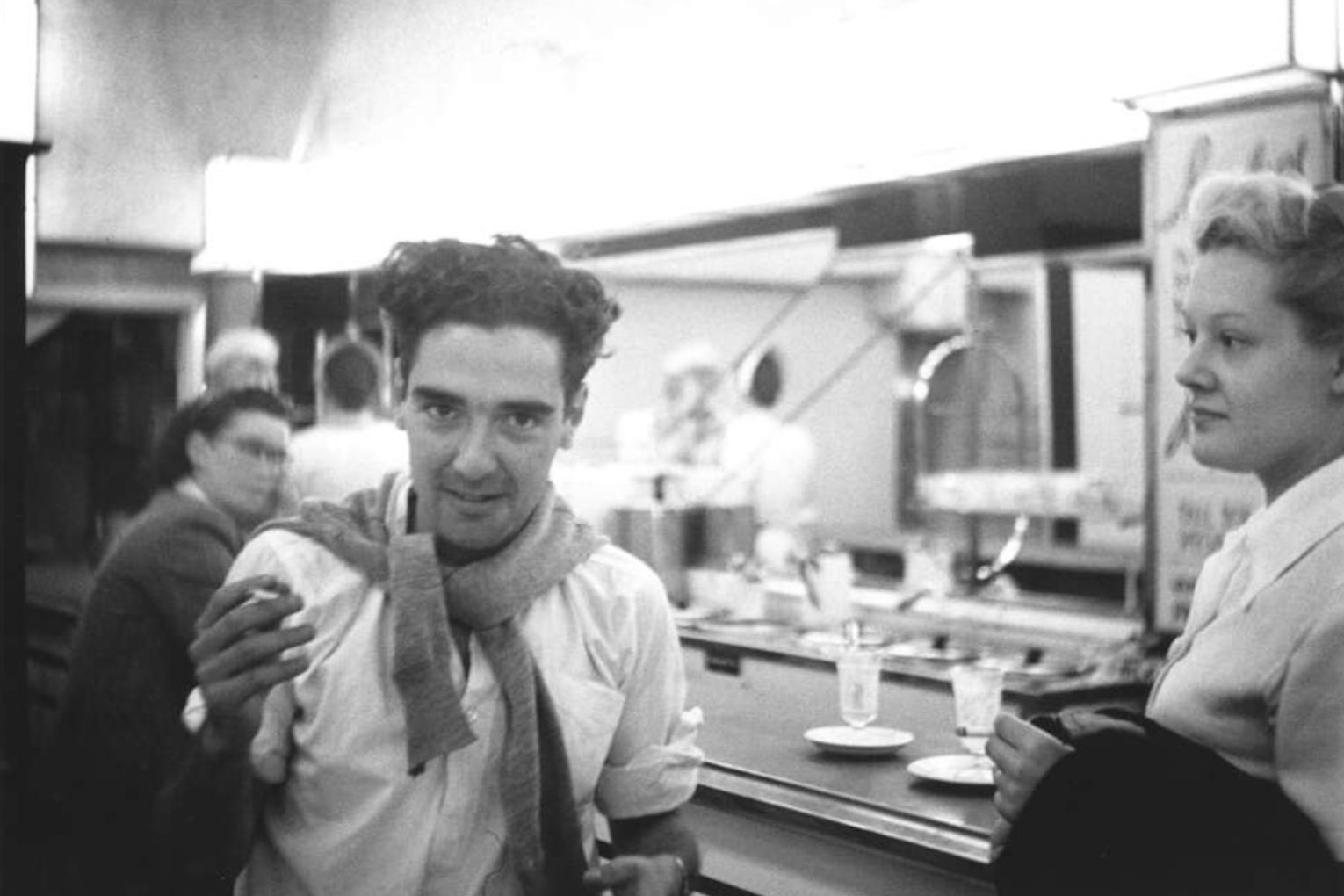 Max Harris and Joy Hester at a bar in Melbourne, circa 1943. Photo: Albert Tucker / National Library of Australia