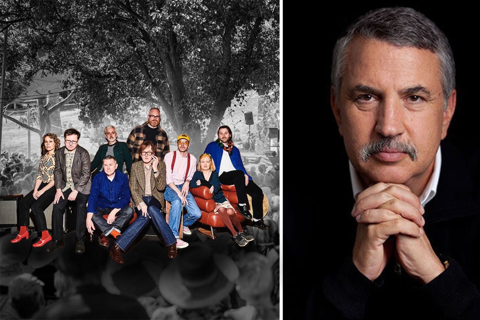 Britpop band Pulp (left) has revealed it would not have played Adelaide Festival without an apology to a cancelled writer. Another writer Thoams Friedman (right) has spoken out about his 2024 Writers' Week cancellation that's been embroiled in controversy. 