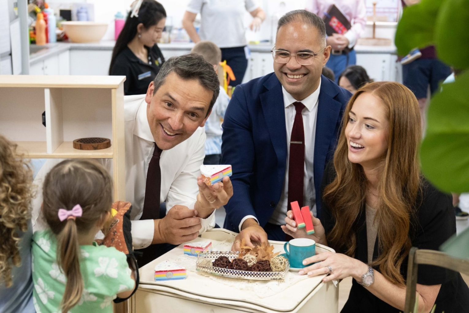 Education Minister Blair Boyer (left) with Labor candidates launching the start of three-year-old preschool reforms this week. Picture: Facebook