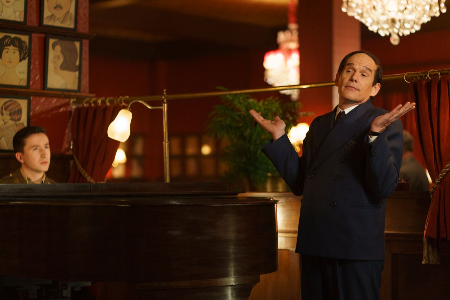 Ethan Hawke as lyricist Lorenz Hart at Sardi's restaurant, New York, in Richard Linklater's new film, Blue Moon.