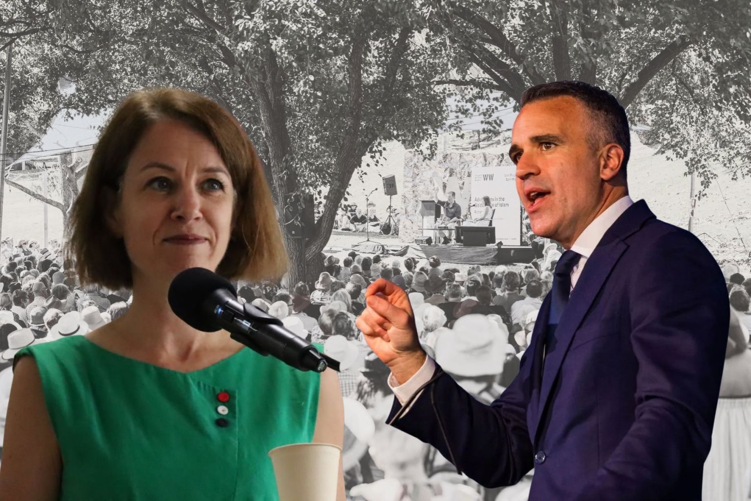 Former Adelaide Writers' Week director Jo Dyer (left) has questioned the Premier (right) for conflating a complaint about a Jewish writer with cancelled author Randa Abdul-Fattah. 