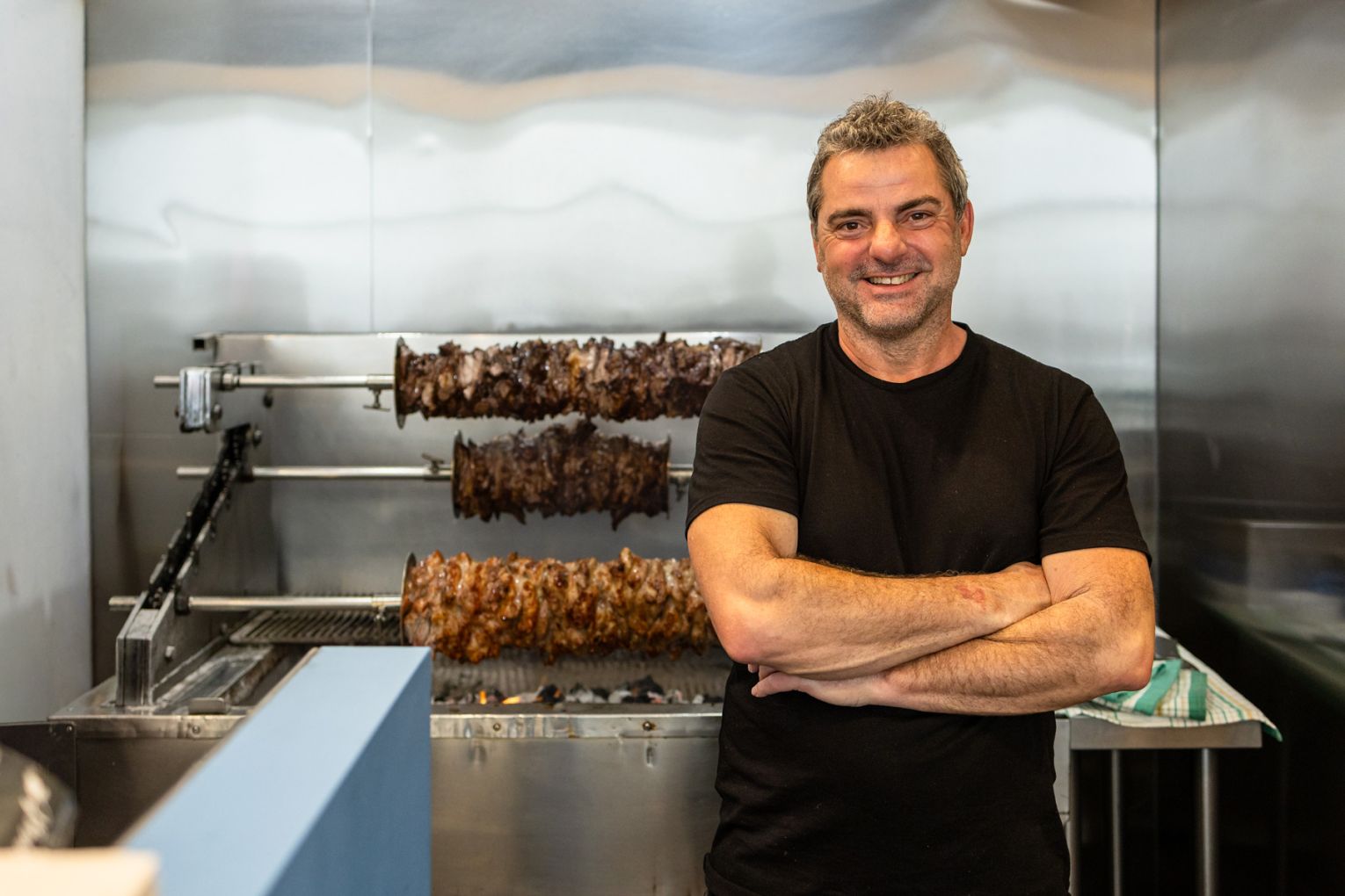 Owner Peter Gloftis at Mr Spiros Handmade Yiros, image credit: Jade Quinlivan