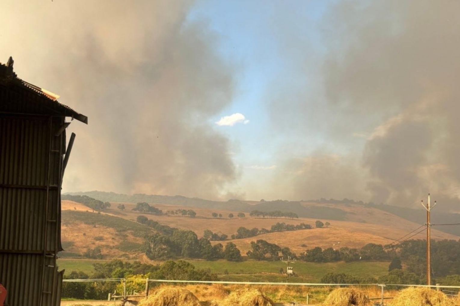 An uncontrolled fire around Tooperang. Picture: David Basham MP