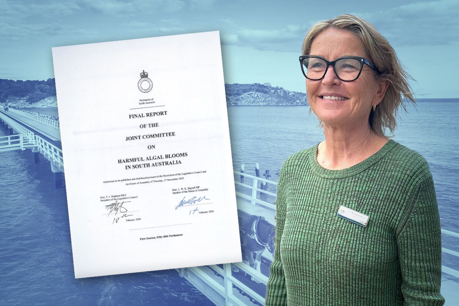 Victor Harbor Council said it was left in the lurch during the early days of the algal bloom. Pictured: Mayor Moira Jenkins. Graphic: James Taylor