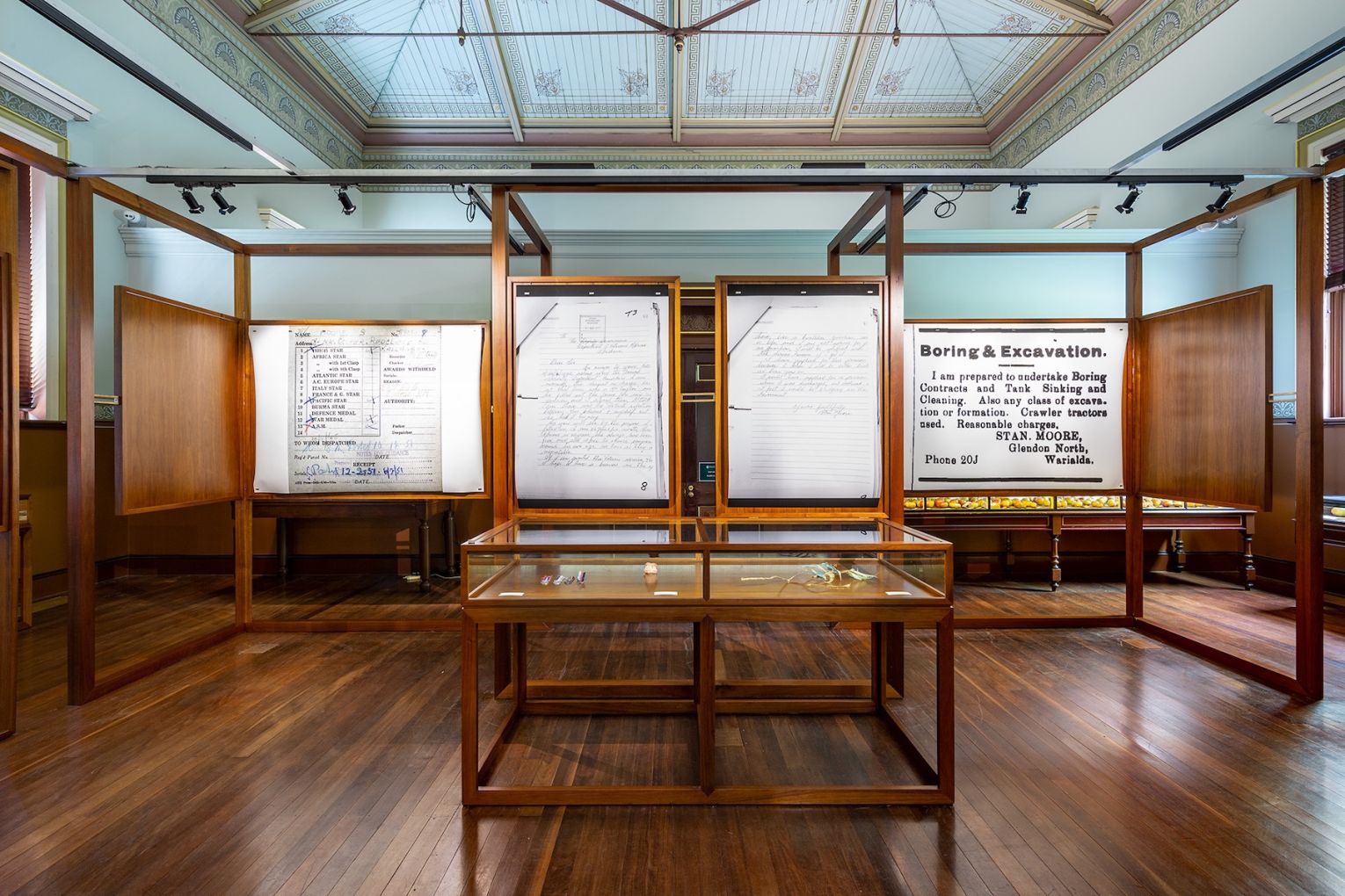 Installation view: 2026 Adelaide Biennial of Australian Art: Yield Strength, featuring Remnants Of My Father by Archie Moore, Museum of Economic Botany, Adelaide. Photo: Saul Steed / Supplied