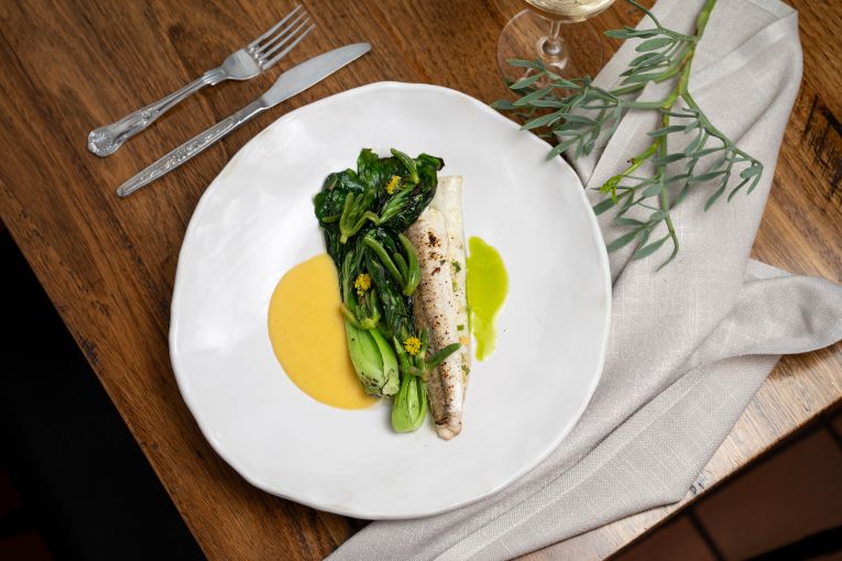 Thumbnail for Preserved lemon baked Coorong Mullet, burnt butter emulsion, market bok choy
