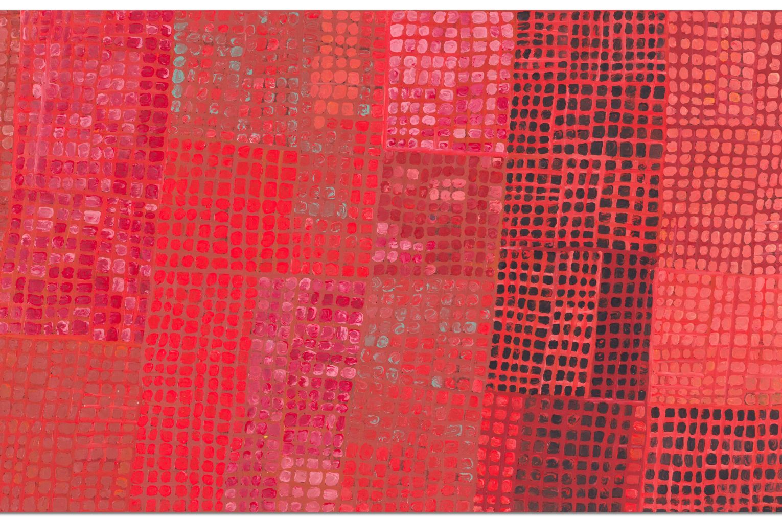 Carbiene McDonald Tjangala's Four Dreamings, acrylic on canvas, is now on show at Edwina Corlette Gallery, New Farm.