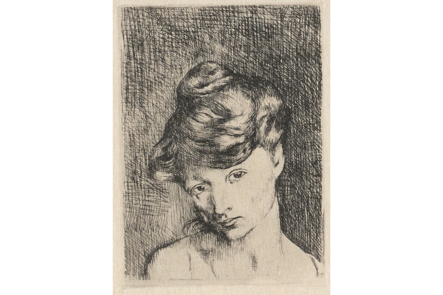 Pablo Picasso / Téte de Femme: Madeleine (from 'La Suite des Saltimbanques' series) 1905, printed 1913 / Purchased 2022 with funds from the Henry and Amanda Bartlett Trust through the QAGOMA Foundation / Collection: QAGOMA / © Succession Picasso/ Copyright Agency