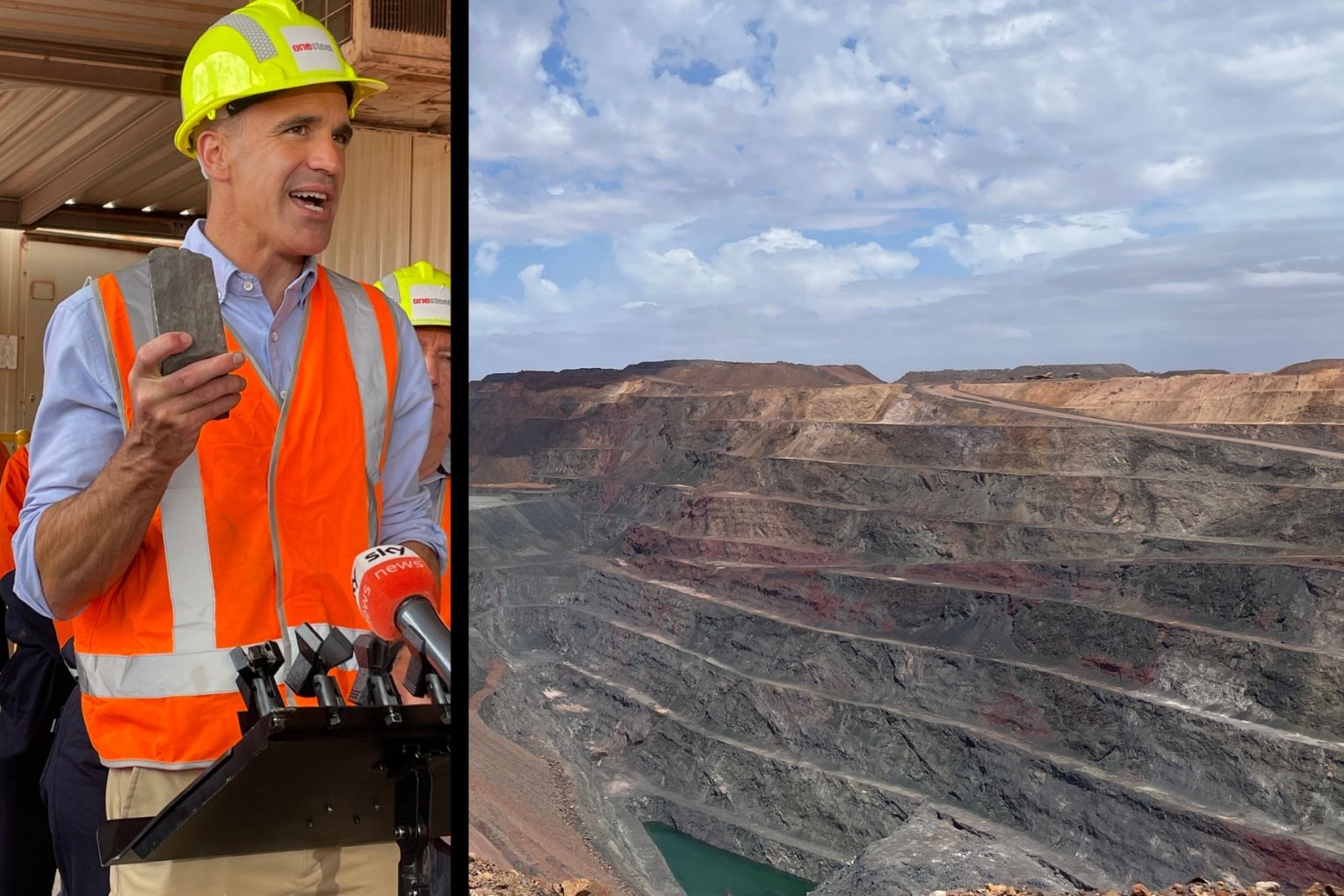 Premier Peter Malinauskas today visited Iron Duke, about 56km from Whyalla to give the update and announce the Magnetite Expansion Project. Photos: Helen Karakulak/InDaily.