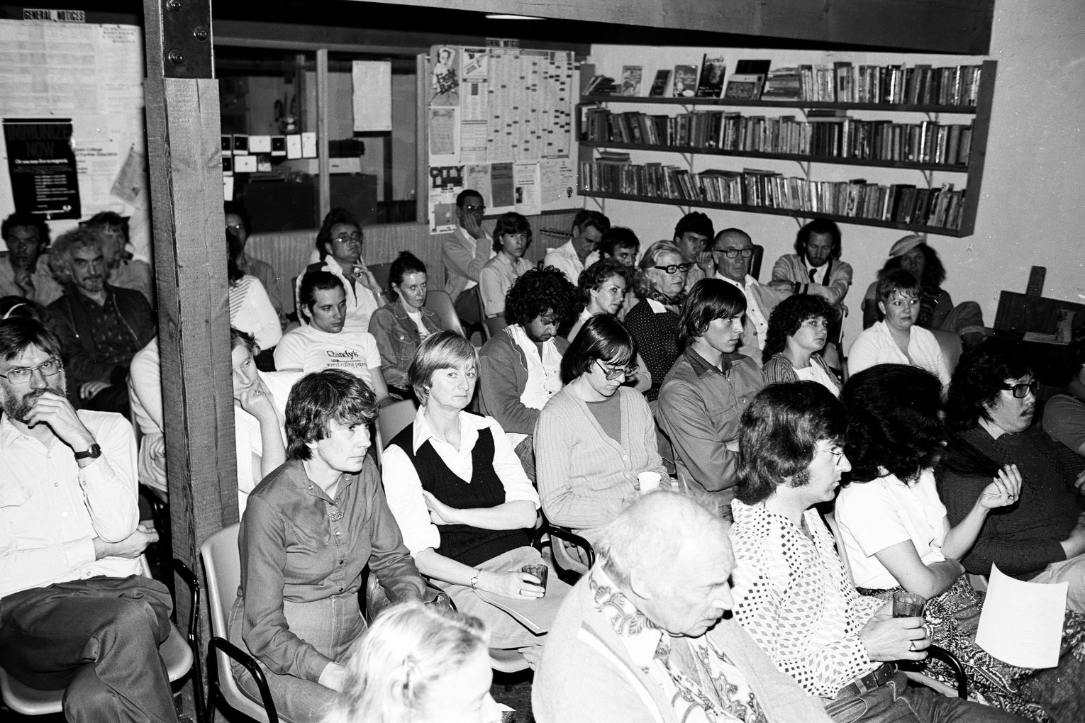 Local poetry lovers listen in to an early Friendly Street event. Photo: Peter Lavskis / Supplied
