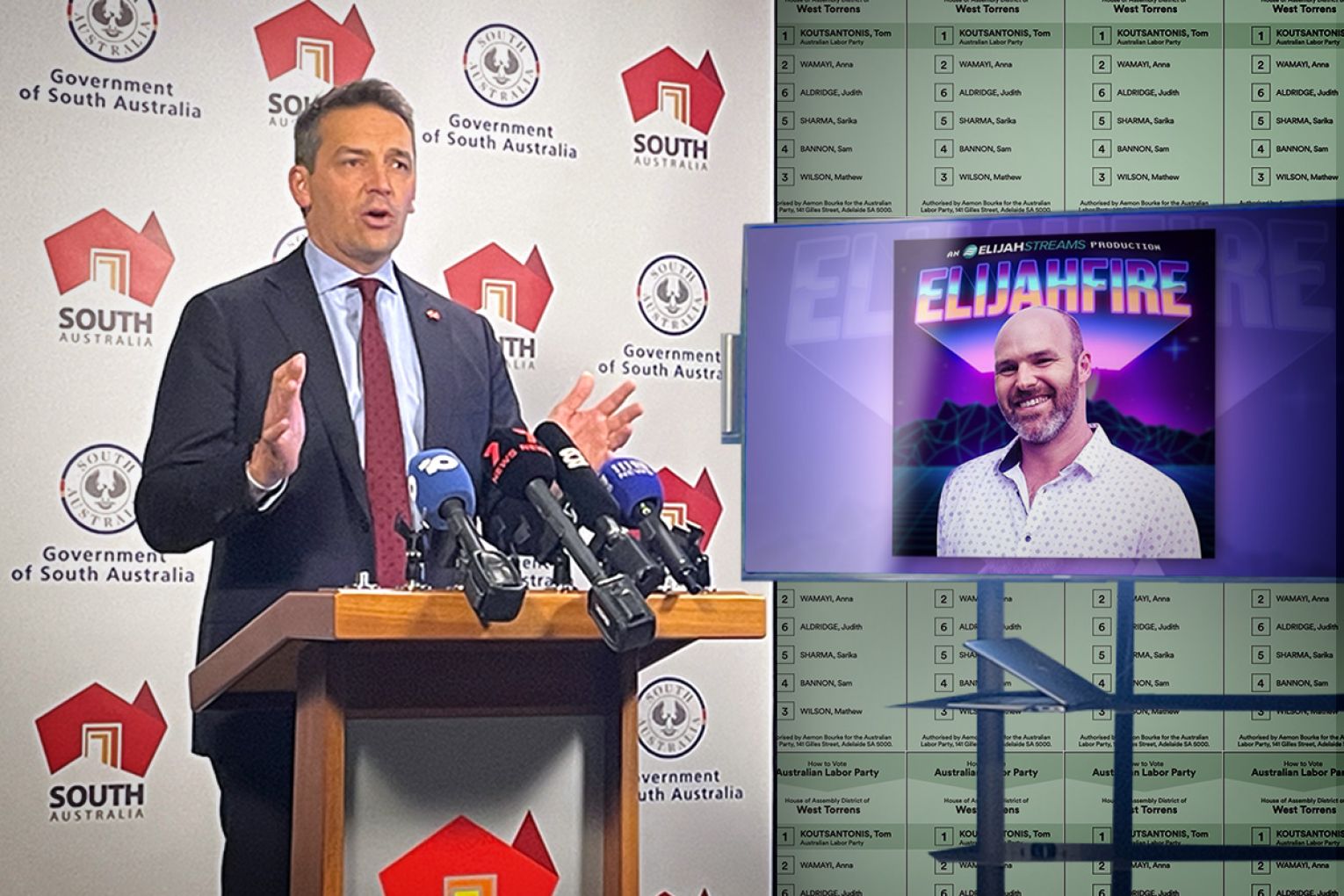 Labor campaign spokesman Blair Boyer has held two press conferences this week about Liberal candidate for Wright, Carston Woodhouse, playing clips from a American, religious podcast called Elijahfire. 