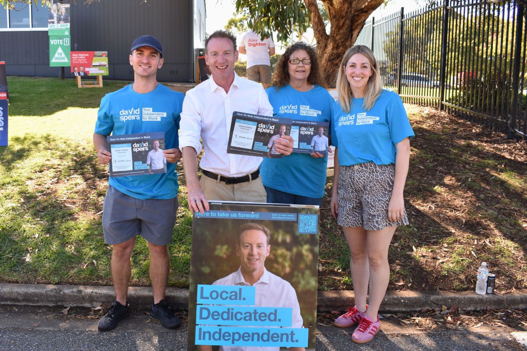 Candidate David-Speir with volunteers Billy Kennington, Tracey Hoad and Natalie Duenn. This picture: Helen Karakulak/InDaily