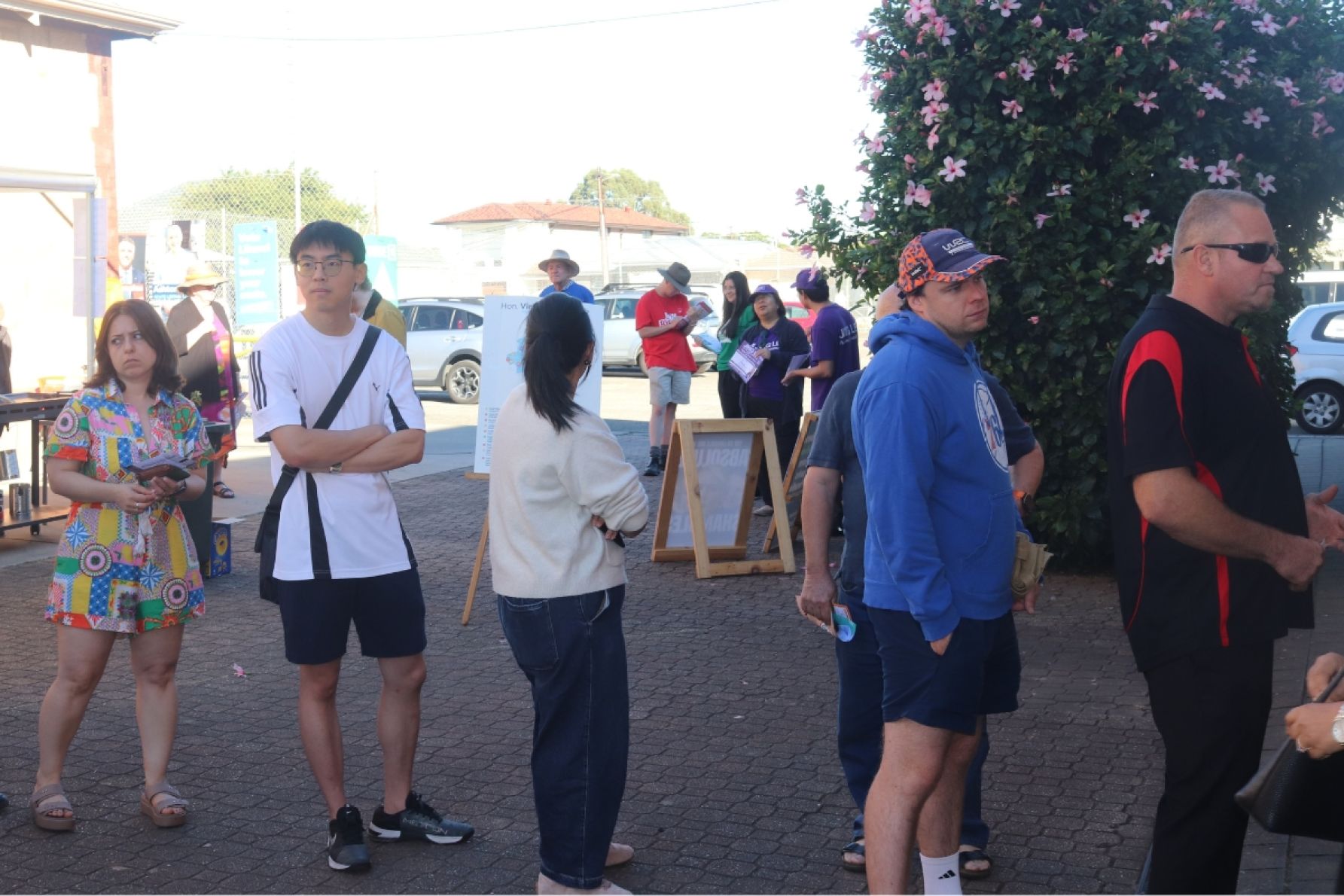 Voters waiting in line at Campbelltown Uniting Church. Photo: Charlie Gilchrist/InDaily