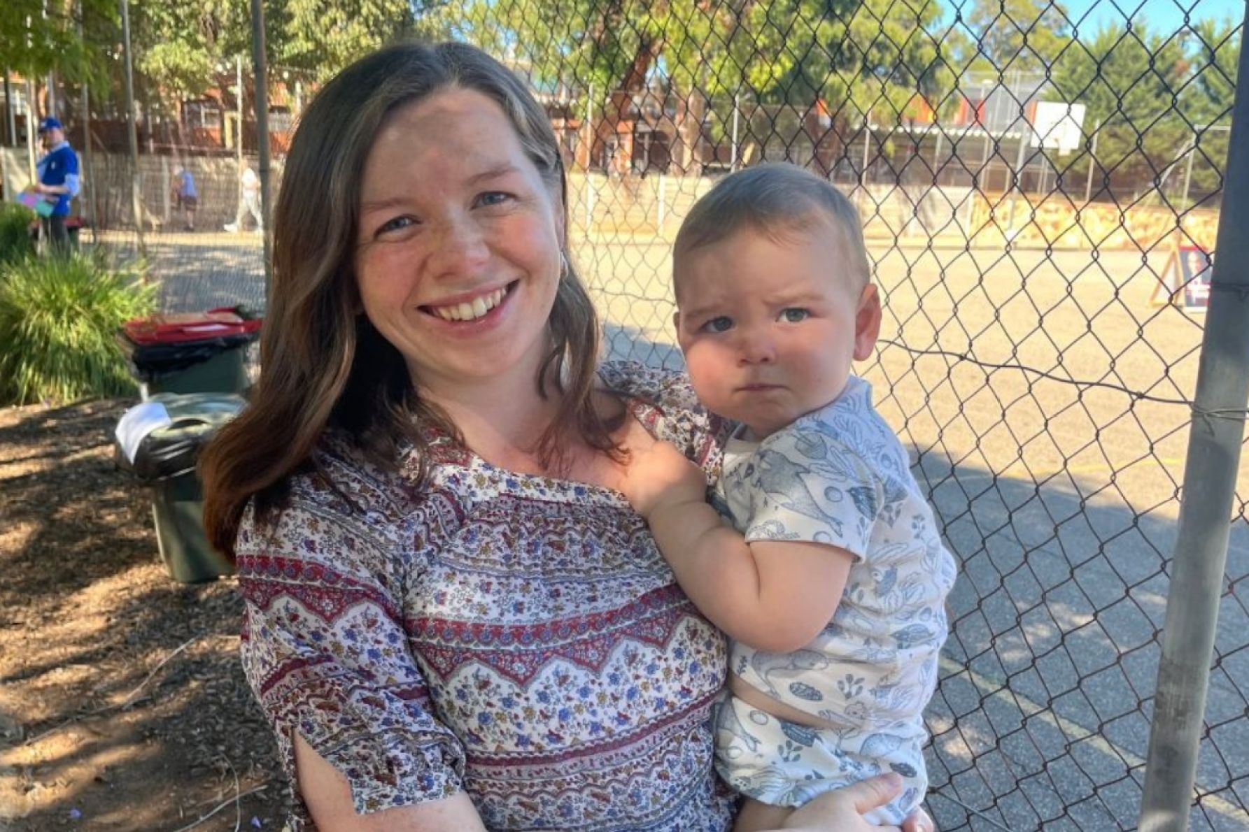Margaret Lyons - a One Nation voter - and her child. Photo: Rory Dowdell/InDaily
