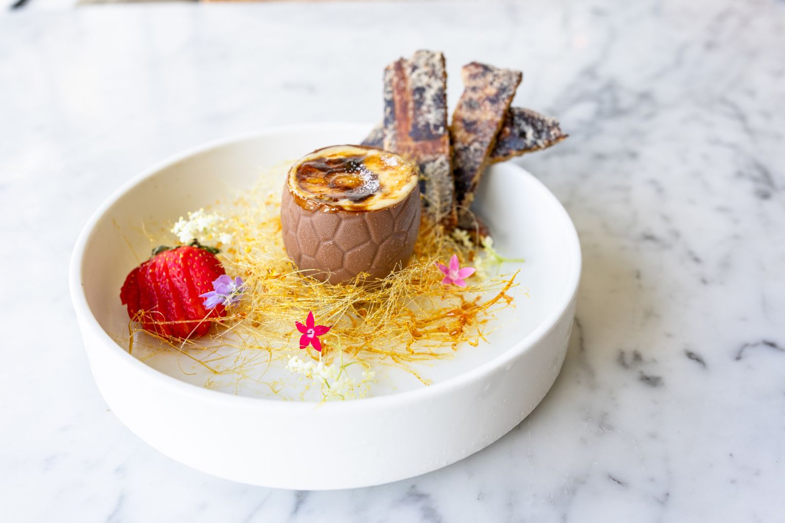 Creme brulee custard eggs at Tarte Beach House, image credit: Jade Quinlivan