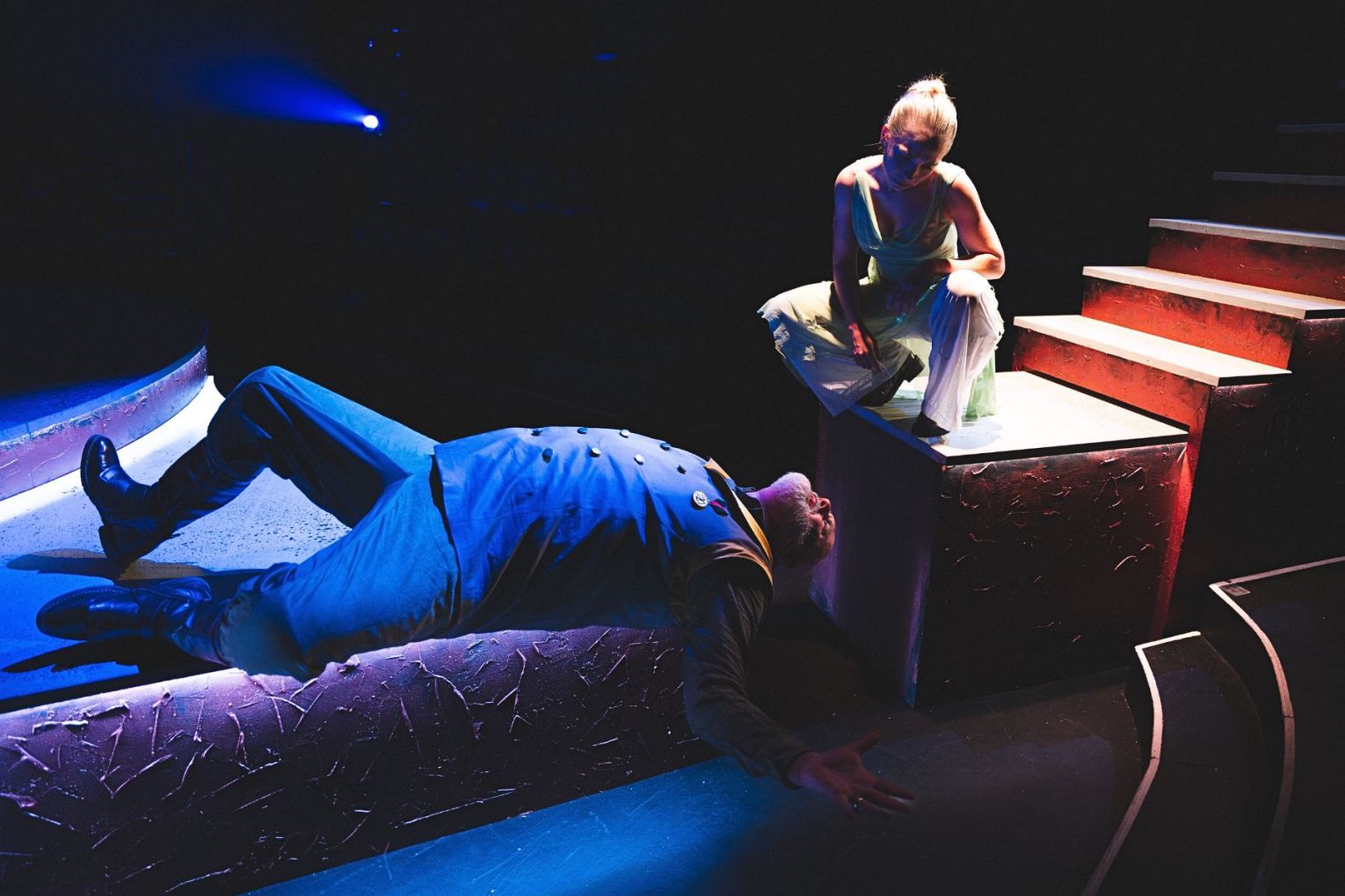 Hayden Spencer as King Creon and Maddison Burridge as Antigone in La Boite Theatre's retelling of Sophocles' Ancient Greek classic. Photo: Dan Hanson
