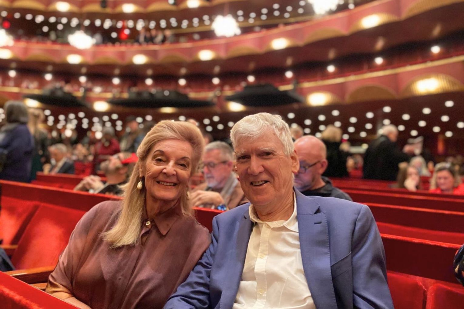 David Williamson and wife Kristin in his natural habitat - the theatre.