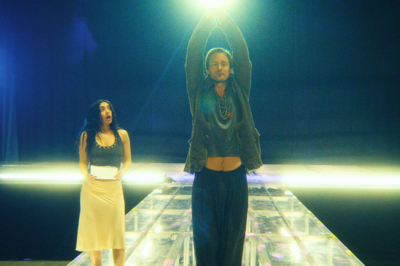 Alexander Skarsgard and British pop star Charli xcx in The Moment.