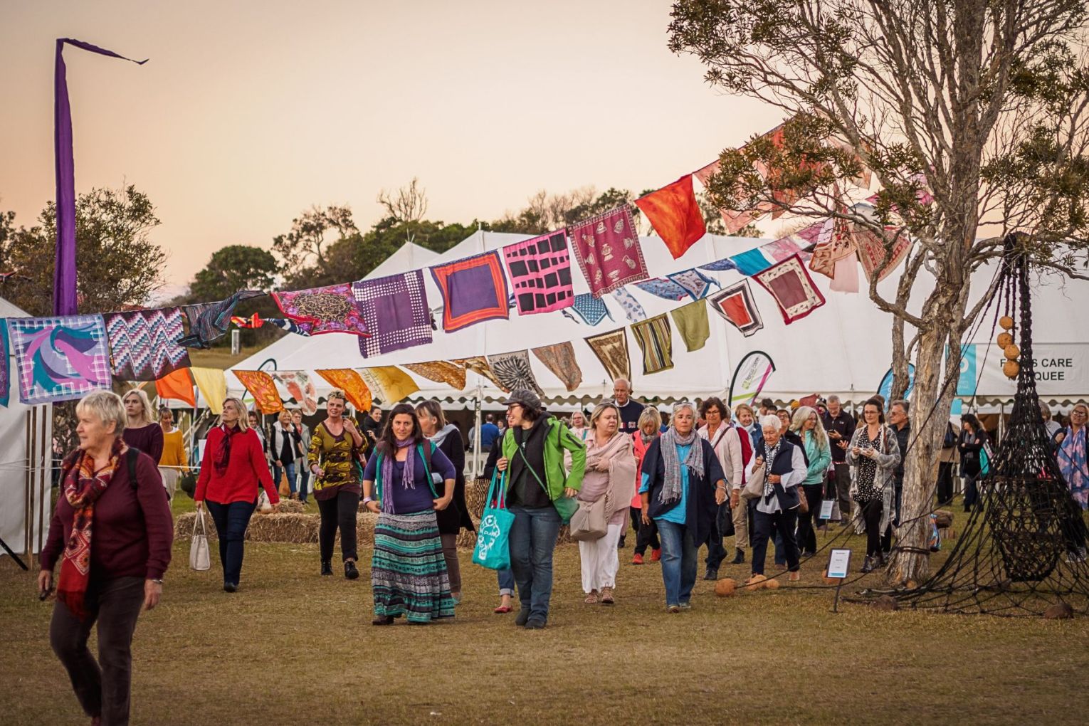 Happy shiny people at Byron Writers Festival, which has moved back to town after a disastrous pivot to Bangalow. Photo: Kurt Petersen
