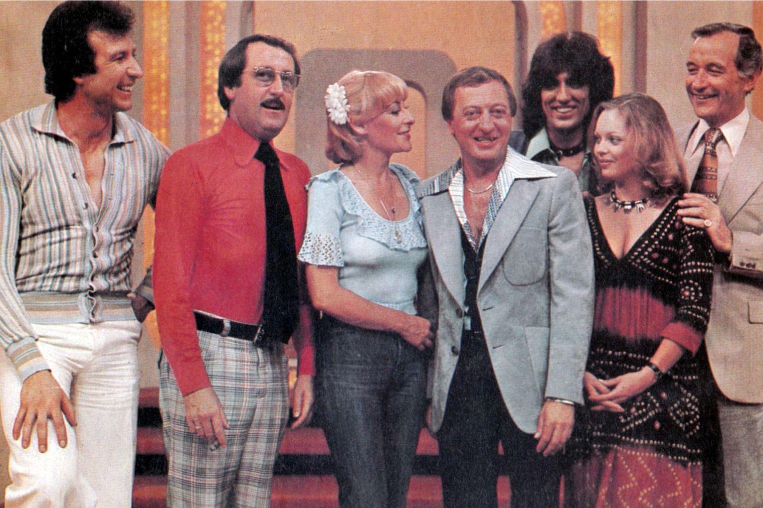 Barry Creyton (far left) on popular TV show Blankety Blanks, hosted by Graham Kennedy (fourth from Left) in the late '70s.
