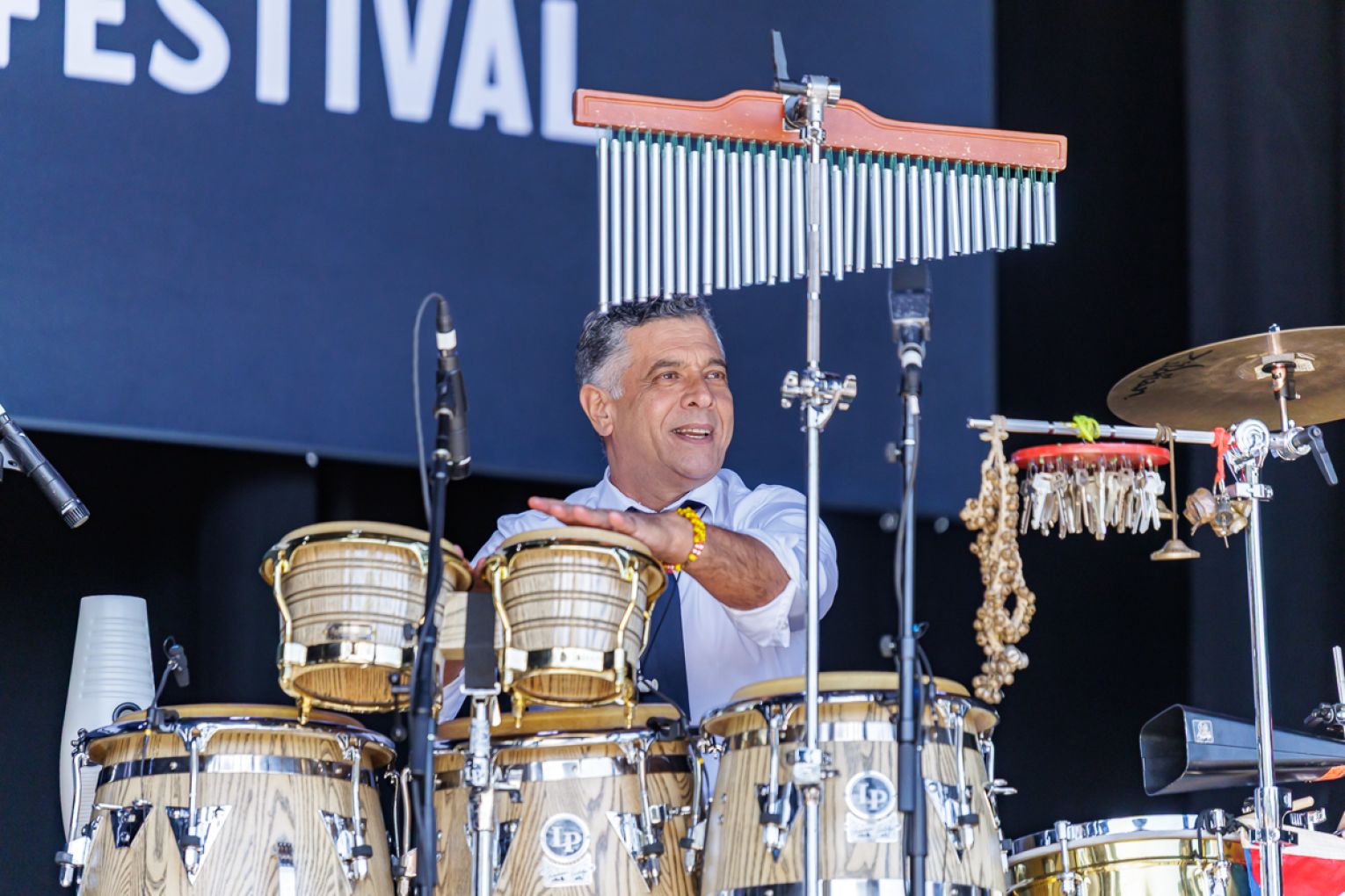 Cuban jazz pianist Roberto Fonseca and his band at WOMADelaide 2026. Photo: Ben Kelly.
