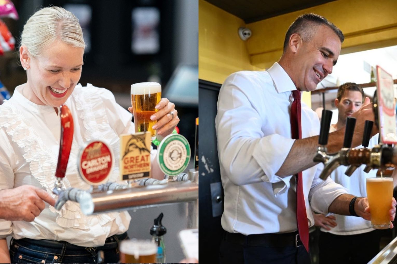 Liberal Leader Ashton Hurn and Labor Leader Peter Malinauskas on the campaign trail. Pictures: Facebook