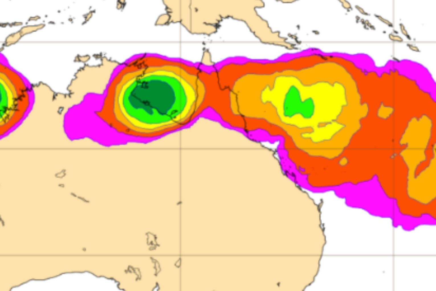 Weatherzone predicted the likelihood of cyclone formation over the Coral Sea to be about 40 per cent this week.