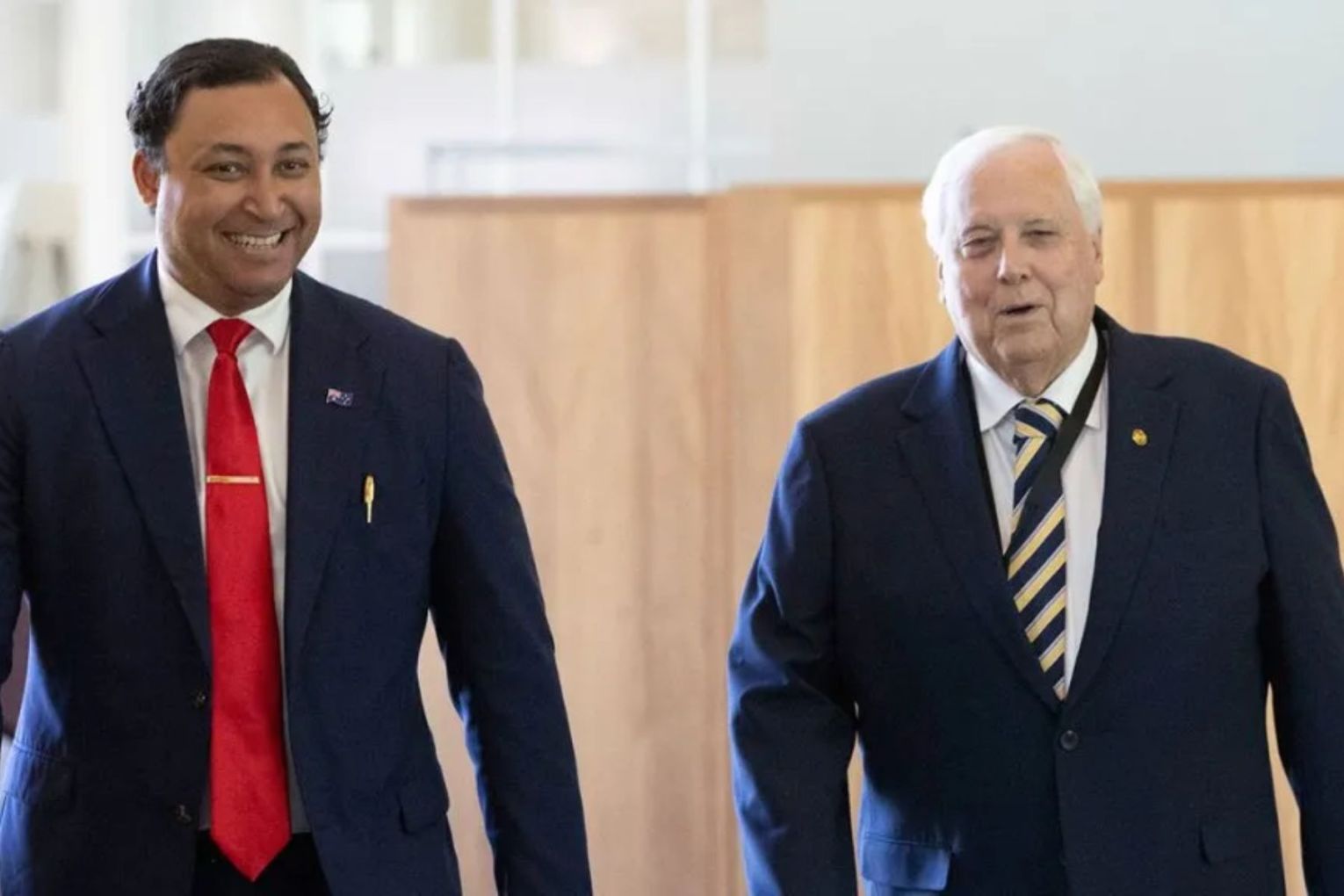 United Australia Party's sole senator Ralph Babet with Clive Palmer. Picture: Mike Bowers