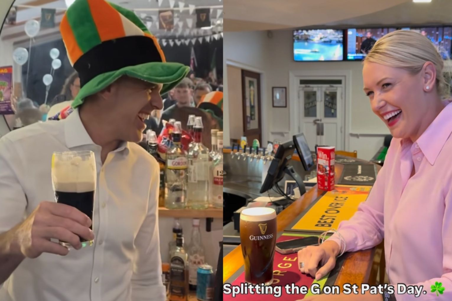 Labor Leader Peter Malinauskas and Liberal Leader Ashton Hurn celebrate the Irish St Patrick's Day in the final week of state election campaigning. Pictures: Leaders' Facebook pages.