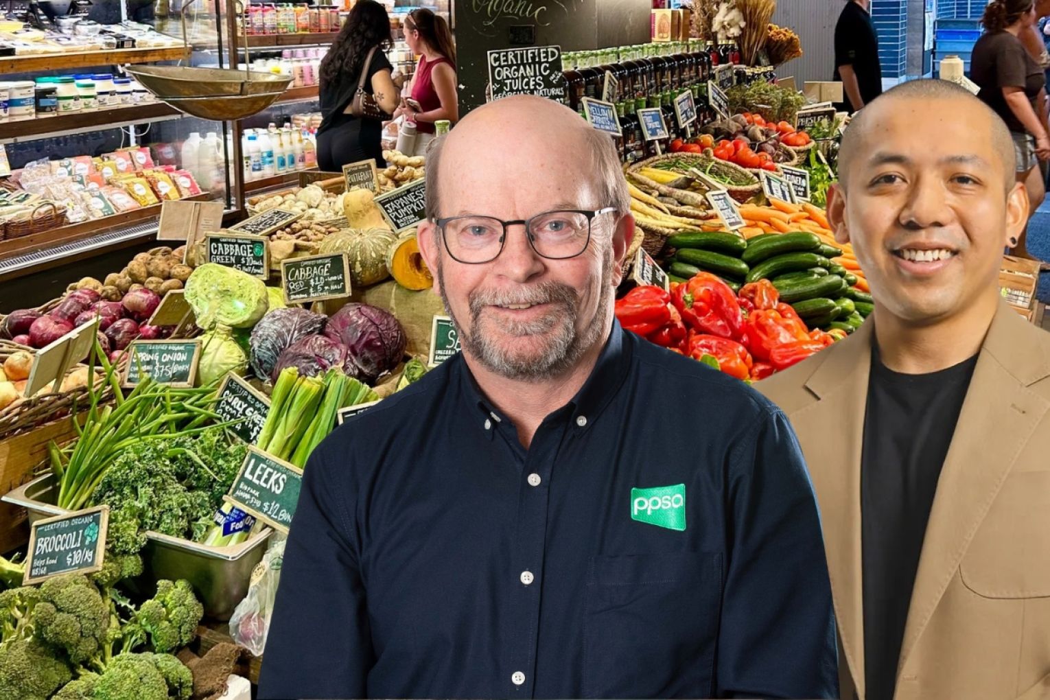 Primary Producers SA chair Simon Maddocks warns of rising prices for consumers, while one of SA's top produce businesses is wearing petrol prices. Photos: Adelaide Central Market (Facebook), supplied, InDaily.