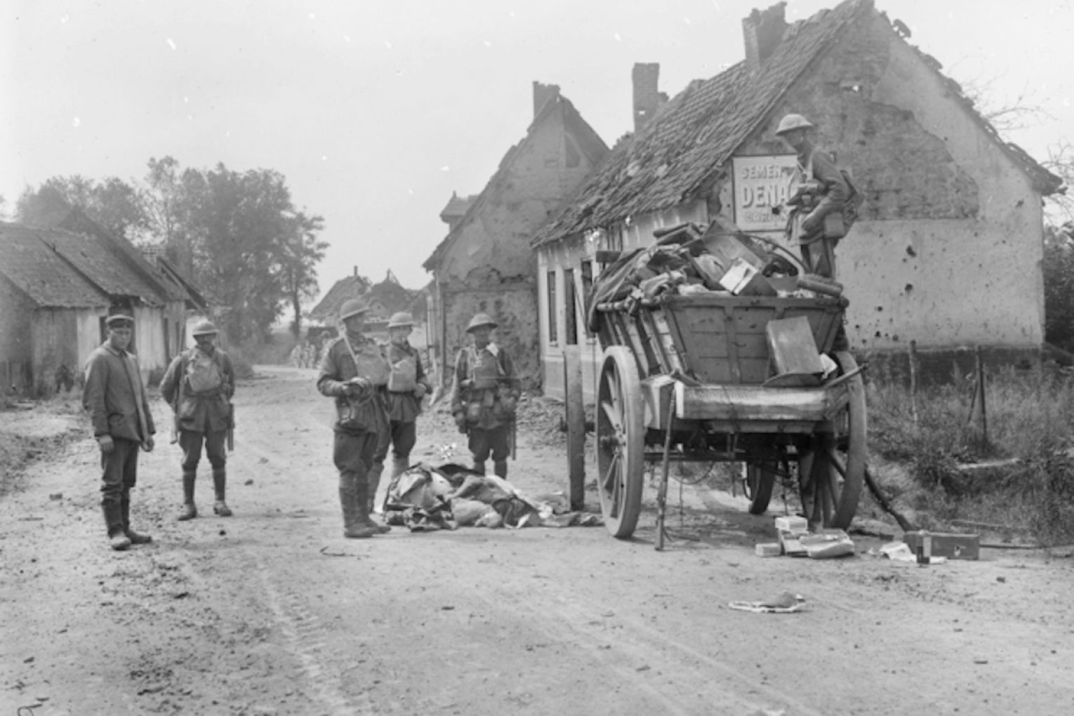 Tom Walker was killed in a trench at Bayonvillers (pictured, in August 1918). Photo: Australian War Memorial