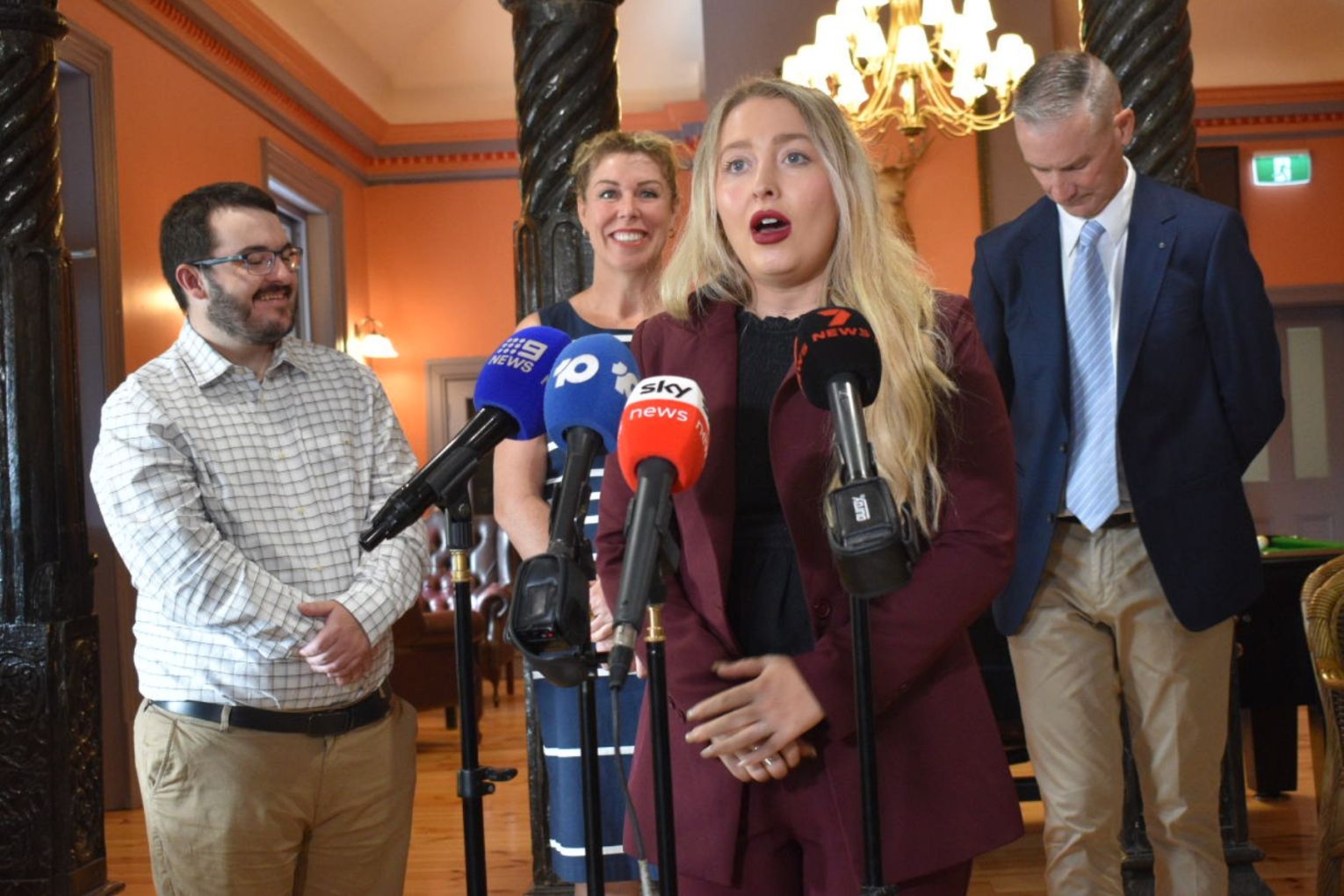 Chantelle Thomas at One Nation's press conference. Picture: Helen Karakulak
