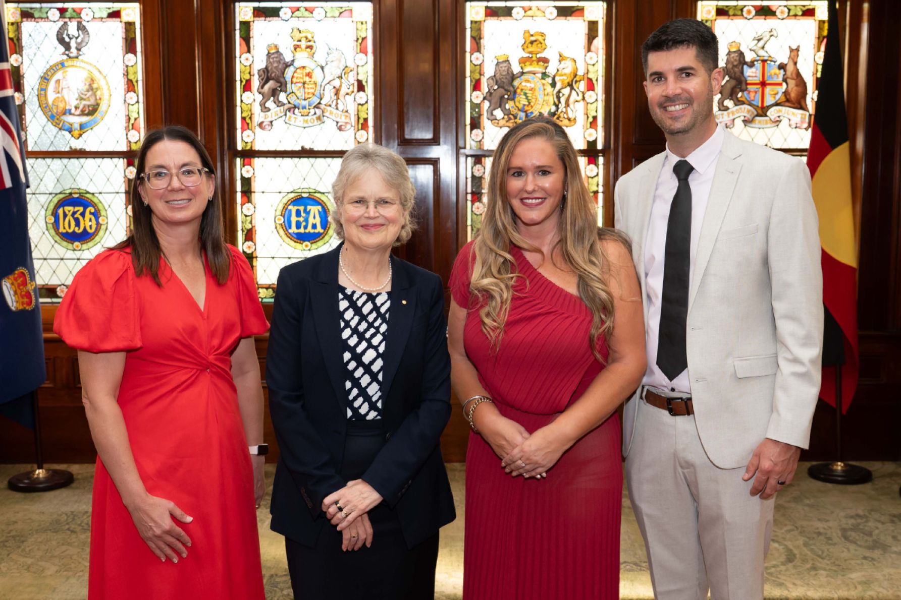 Kathryn Johnston, Her Excellency Frances Adamson, Laila Ferrier and Brenton Mitsos