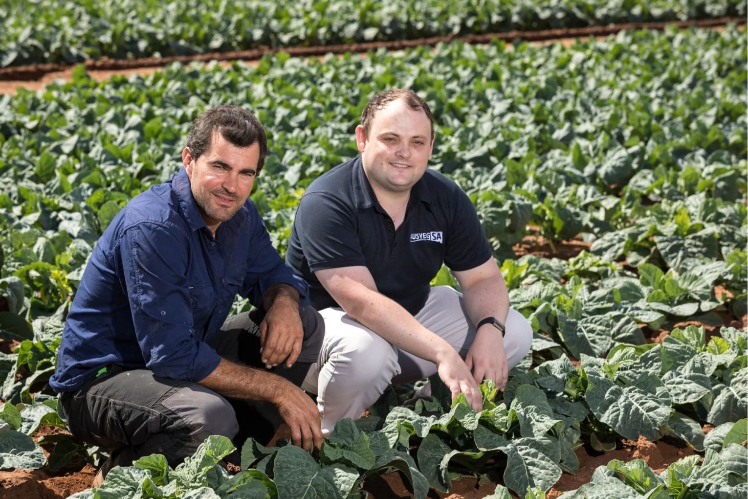 Nothern Plains grower Paul Musolino and AUSVEG CEO Jordan Brooke-Barnett. Photo: AUSVEG.