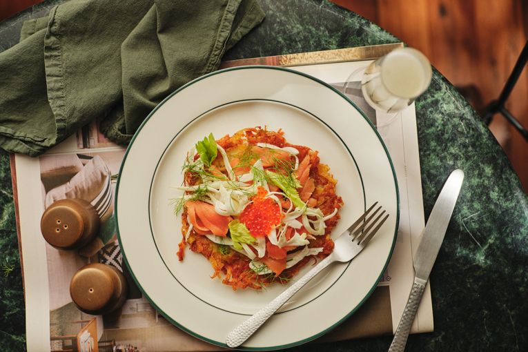 Thumbnail for Potato rosti with smoked trout and fennel