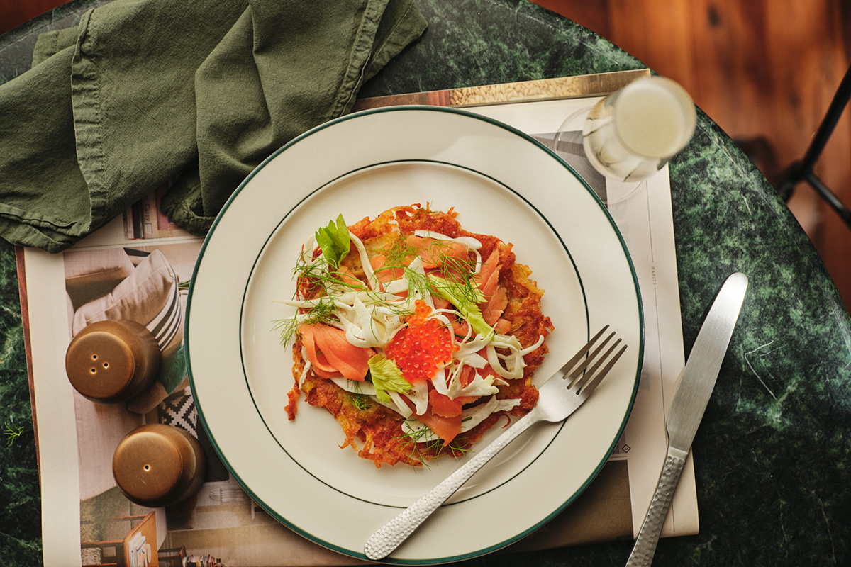 Thumbnail for Potato rosti with smoked trout and fennel