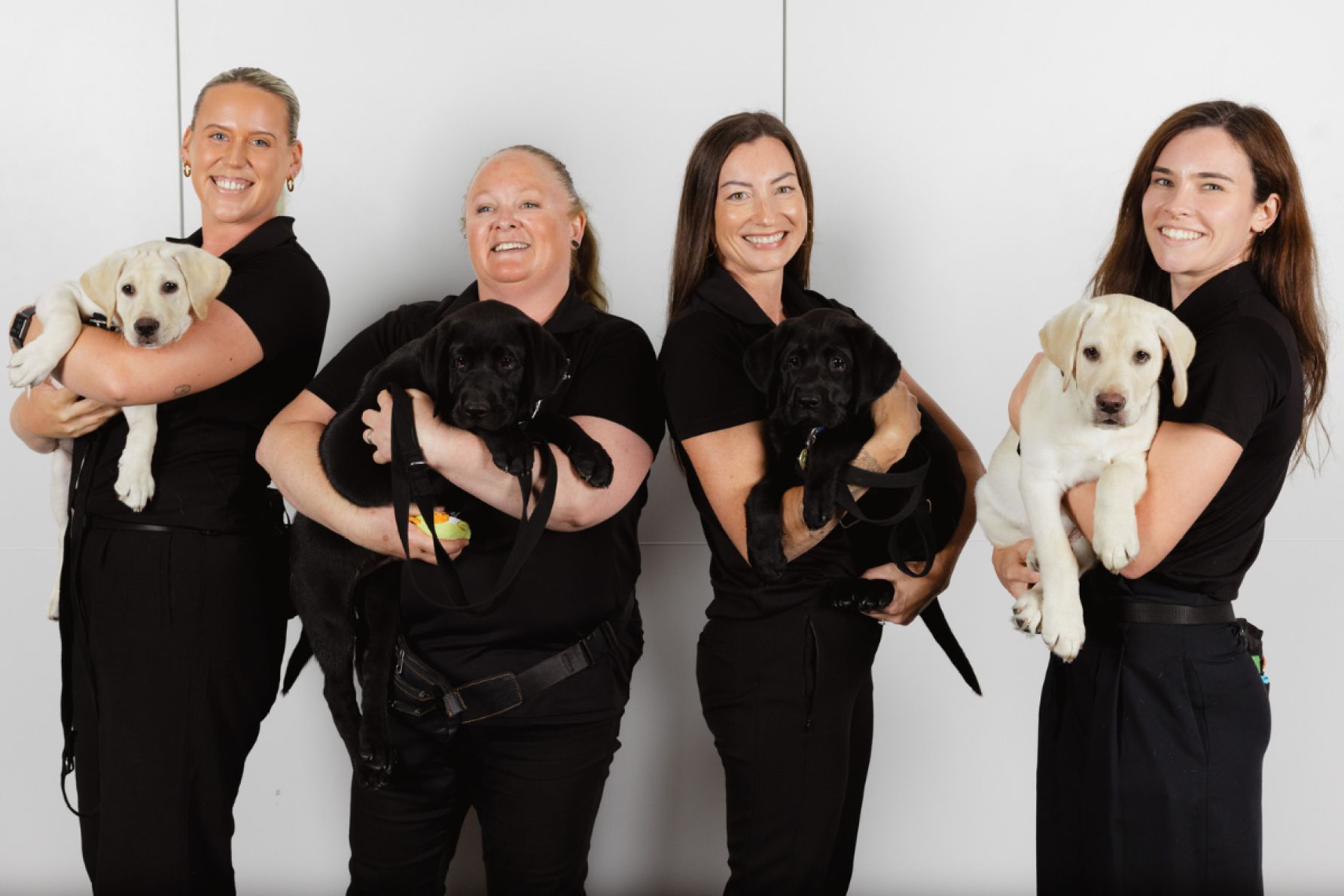 Sheridyn Cargill with Gordon, Jasmine Chilton with Gunner, Lisa Shipton with Lisa and Ashlee Harvey with Goldie