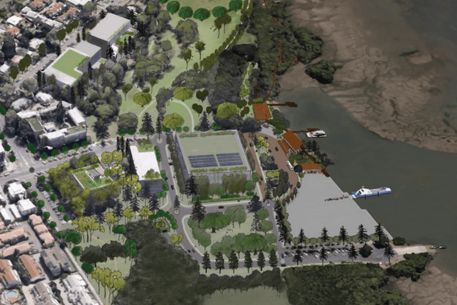 Artist's impression of the Community Vision for Toondah Harbour | Credit: John Mongard Landscape Architects