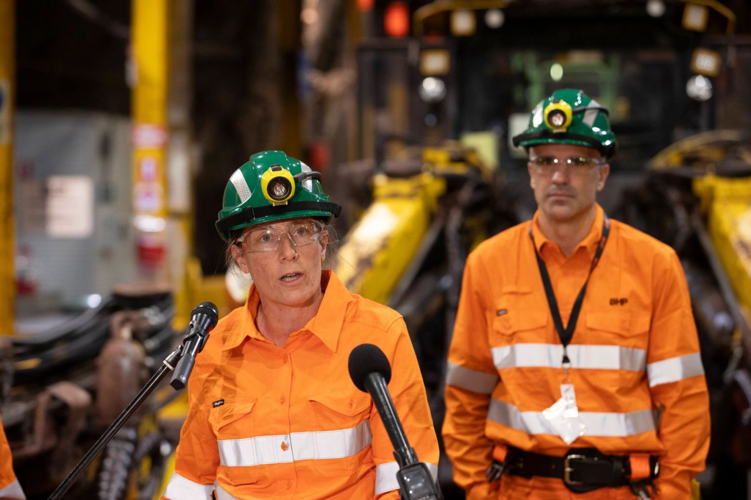 BHP Copper SA President Anna Wiley and SA Premier Peter Malinauskas on site as BHP announce Olympic Dam projects worth $840 million in South Australia. Picture: NewsWire / Brett Hartwig