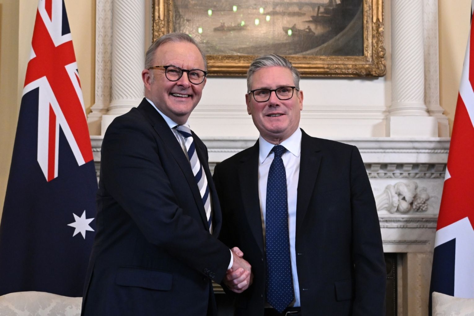 Australian Prime Minister Anthony Albanese meets with Prime Minister of the United Kingdom Keir Starmer at Number 10 Downing Street in London, United Kingdom, last year. Picture: AAP Image/Lukas Coch