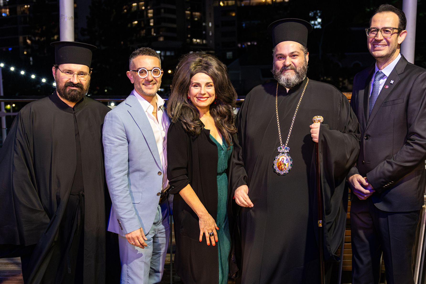 Fr. Athanasios, Kosmas Kastrissios, Effie Miletic, His Grace Bishop Bartholomew of Brisbane, Mrs. Yin Mastrokostas, Honorary Consul of Greece in Brisbane, Mr George Mastrokostas