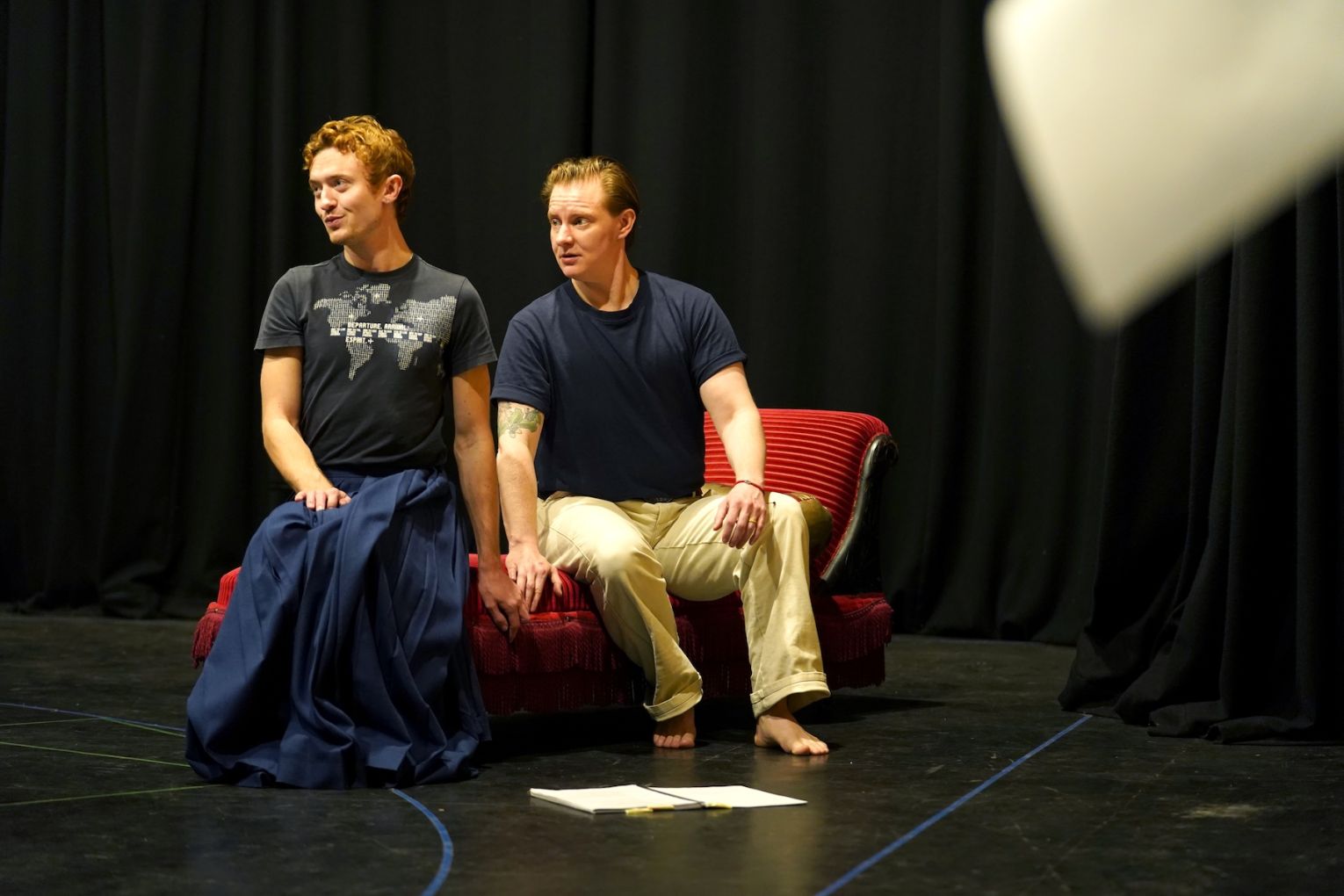 Pullinger and Dunn rehearse the Oscar Wilde classic. Photo: Matt Byrne / Supplied