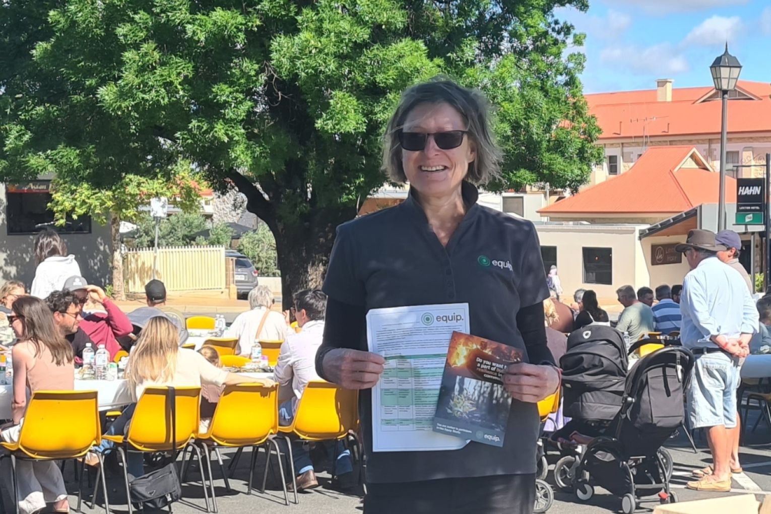 The Equip program's Berri/Loxton community connector Mandy Tennant from Regional Development Australia Murraylands & Riverland at the Loxton Longest Brunch event in October last year. The Equip Study and the Department of Primary Industries and Regions both contributed funding towards the event organised as part of the A Farmers Plate Campaign run by the '5311 Farm and Family Network' . PHOTO: supplied. 