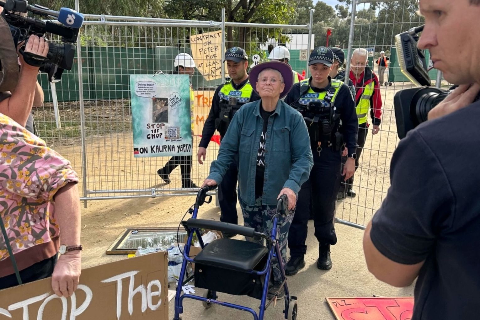 Author and refugee advocate Mij Tanith was arrested and charged with trespass while protesting the North Adelaide golf course development. Photo: Facebook