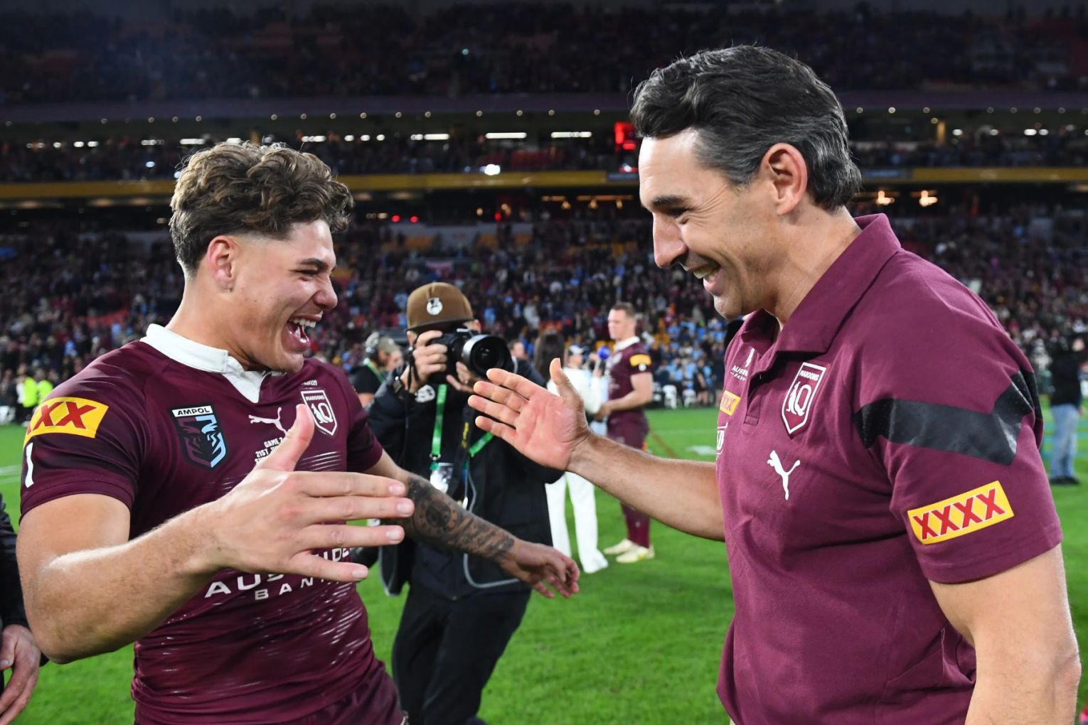 Reece Walsh (left) has one final club chance to impress Queensland head coach Billy Slater. Picture: AAP