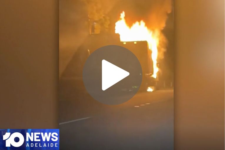 Thumbnail for VIDEO: Truck in flames on freeway | Police leadership questioned
