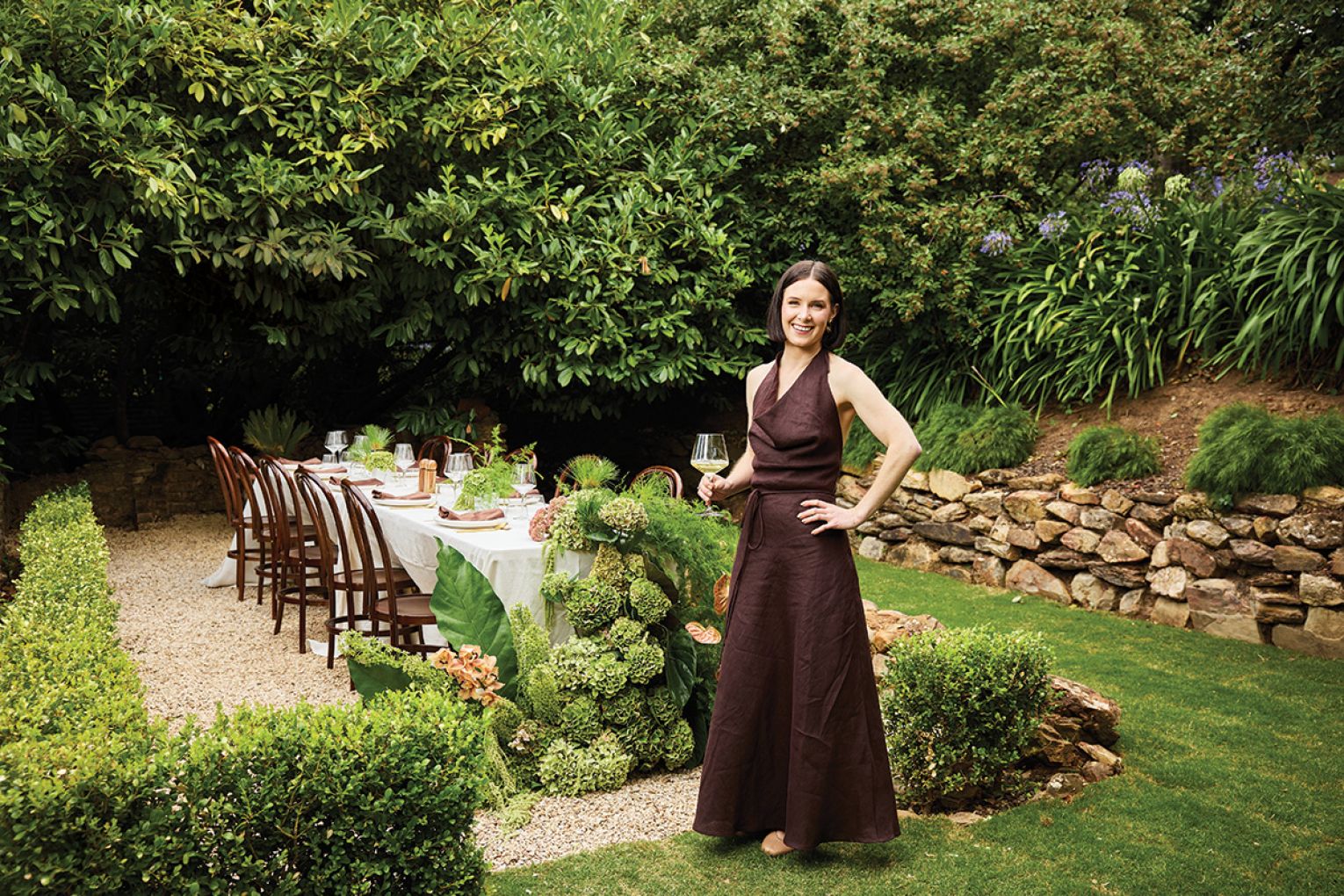Keturah with her just-set table, ready to welcome her guests. Photograph: Andre Castellucci